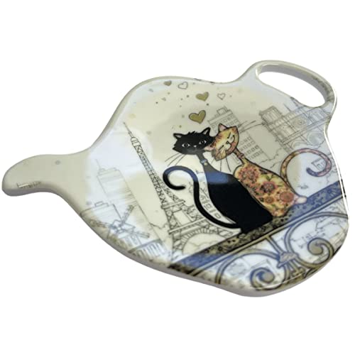 KIUB Porte-sachet de thé Chat Tour Eiffel Multicolore en Fabric