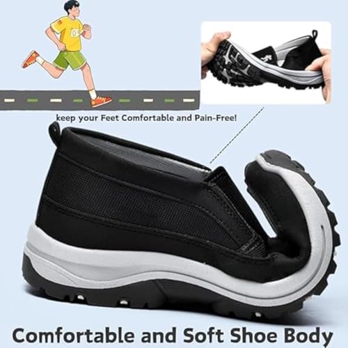 Orthowalkway Mens Shoes,Men's Arch Support Slip-on Canvas Loafers,Orthowalkway Shoes Mesh Breathable Orthopedic Sneakers3