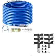 66Ft x 1/4" Airless Paint Sprayer Hose with 6 Pcs Sprayer Tips, 8500 PSI High Pressure Airless Paint Spray Hose with 5Ft Whip Hose for Airless Spraying Machine211 313 415 515 517 623