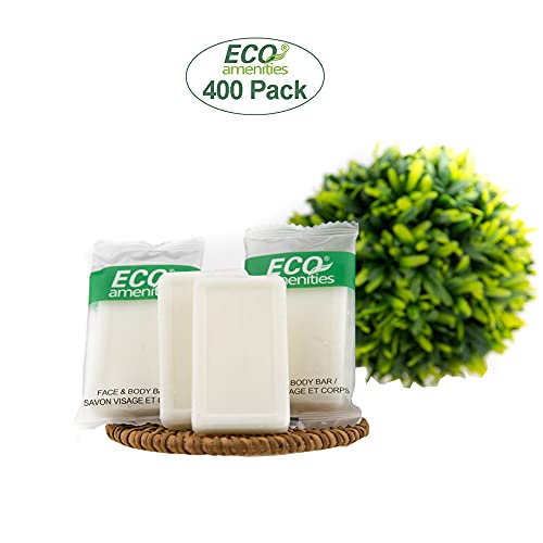 Eco Amenities Travel Size Bar Soap - 400 Pack, 0.5 Oz Mini Soap Bars, Hotel Soap Bars, Travel Size Toiletries - Individually Wrapped Bulk Soap Bar, Small Hotel Soaps For Bnbs, Vrbo, Inns And Hotels #TOP1