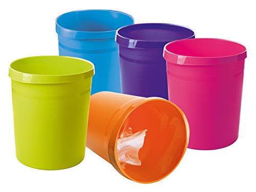 Image of HAN Grip Waste Paper Bin, 15 Pieces, Stylish and Elegant Rubbish Bin for The Office, Sturdy Waste Bin, 18 Litre Volume, 18190-51, Orange