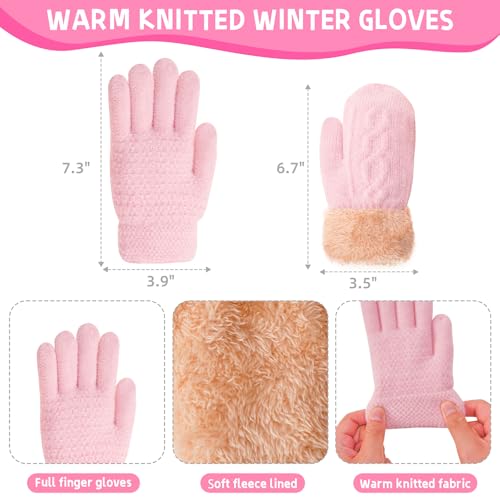 Kids Winter Beanie Hat Gloves Scarf Set 1-10 Years Old Girls Boys Mittens Knit Neck Warmer Warm Fleece lining4