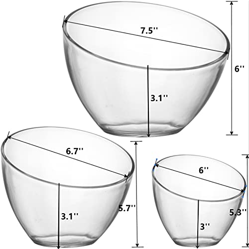 Lyellfe LY-SALADBOWL-ANGLE-3P 3 Pack Angled Plastic Bowls, Clear Salad Serving Bowls, Thick Acrylic Candy Bowls For Parties In Assorted Sizes, Snack Bowl thumb #1