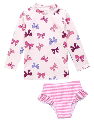 Image of VAENAIT BABY Girls Rash Guard Swimsuit UPF 50+ Long Sleeve Toddler Bathing Suit Ribbon Stawberry Floral Fruit for 2~8Years