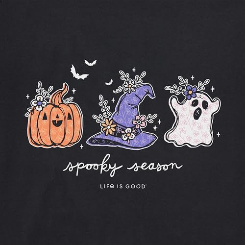 Life is Good Women's Crusher Tee, Long Sleeve Cotton Graphic T-Shirts, Spooky Season Doodles2