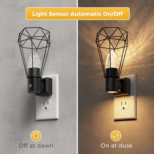 Image of L LOHAS LED Night Light, 2 Pack Night Lights Plug into Wall, 3000K Warm White, Farmhouse Plug in Light with Dusk to Dawn Sensor, for Bedroom, Bathroom, Kitchen, Hallway