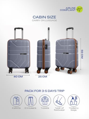 Image of Safari Broadway 8 Wheels 55cm Cabin Size Trolley Bag, Hard Case Polypropylene, 360 Degree Wheeling Carry-on Luggage for Men & Women, Suitcase for Travel, Trolley Bags for Travel, Flintstone