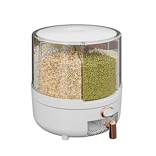 Distributeur d'aliments secs blanc au design rotatif moderne avec 6 seaux en grille