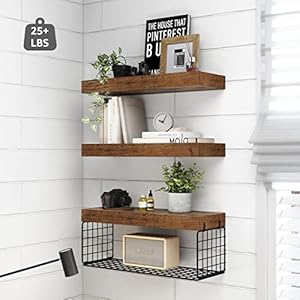 Qeeigbathroomshelvesovertoiletwallmountedfloatingshelvesfarmhouseshelftoiletpaperstoragesmall16inchsetof3rusticbrown019bn3  Urban Country Home Decor Qeeig bathroom shelves over toilet wall mounted floating shelves farmhouse shelf toilet paper storage small 16 inch set of 3 rustic brown 019 bn3  urban country home decor