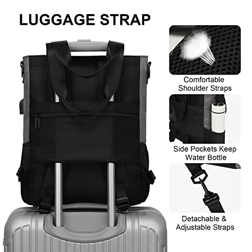 Cyureay Convertible Backpack Tote Women Laptop Daypack Water Resistant Casual Backpack For Work Computer Fits 15.6-Inch Laptop & Tablet, Grey #TOP5