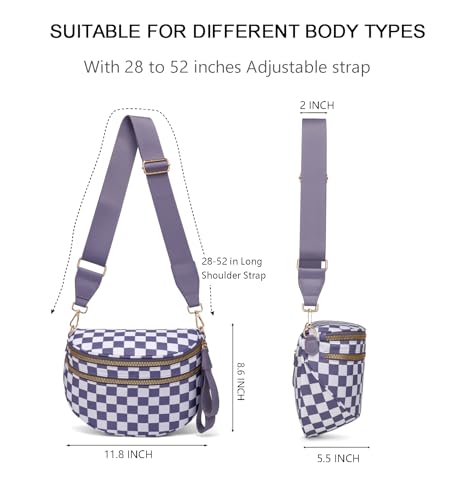Pure Colour Crossbody Bum Bags for Women Spacious Checkered Cross body Bag Nylon Trendy Fanny Pack for Travel by ONLYSIEM - Used condition - Image 3