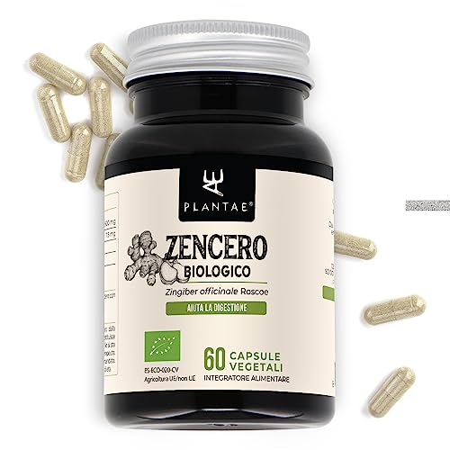 Plantae * Estratto secco di rizoma di zenzero ecologico * 60 capsule vegetali * 1,5% in gingeroli e capaoli * Digestione + sistema immunitario + salute cardiovascolare + vertigini