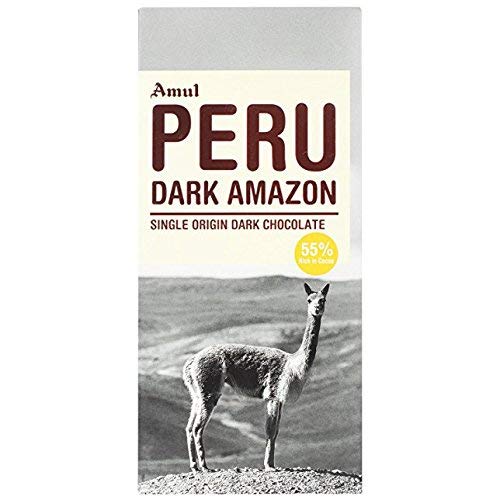 Amul Single Origin Dark Chocolate Bar -Peru Dark (125 grams) - Pack of 4