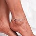 CHIC & ARTSY Ankle Bracelet 925 Sterling Silver Double Layered Anklets Summer Beach foot Anklets for Women, 11 Inches