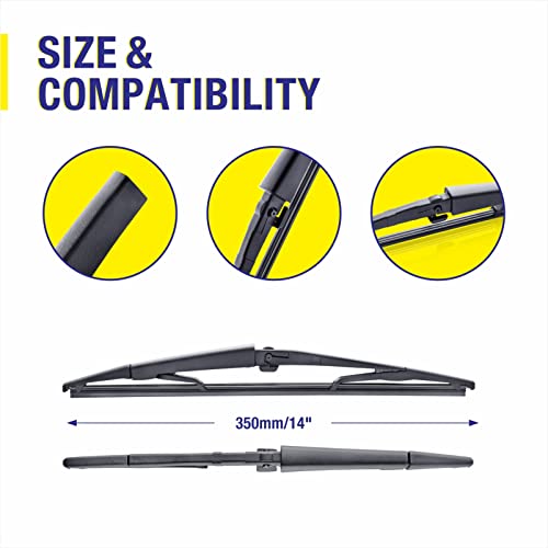 Image of 5 PLUS 14 inch Rear Wiper Blade Replacement for JEEP Grand Cherokee 2010-2005 Commander 2010-2006 /Chrysler Aspen 2009-2007 /Dodge Durango 2009-2004 BACK Windshield Wiper Blade