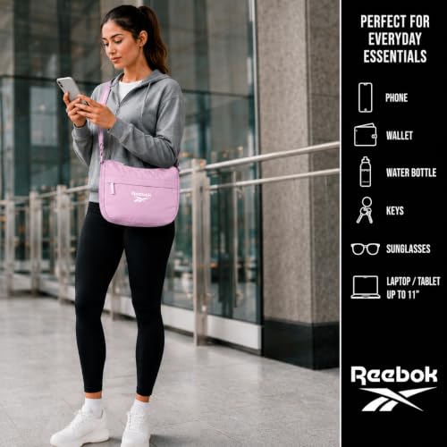 Image of Reebok Womens Crossbody Bag - Lightweight Stylish Nylon Quilted and Non-Quilted Everyday Crossbody Sling Bags for Women