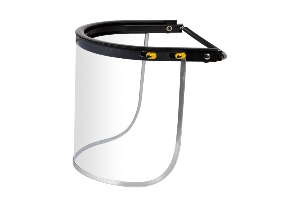 Face Shield Visor with spring bracket and aluminium edges for face protection against Liquid splashes, flying objects, riding grinding chips - Clear