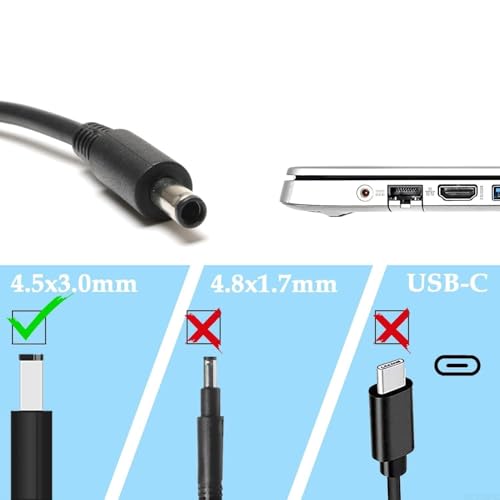 Image of 65W Charger for Dell Laptop Charger,AC Adapter for Dell Inspiron 15 3000 5000 Series 15-3552 3558 3565 3567 5551 5552 5555 5558 5559 MGJN9 Laptop Power Supply Cord (DE 65 * 3.0mm.)