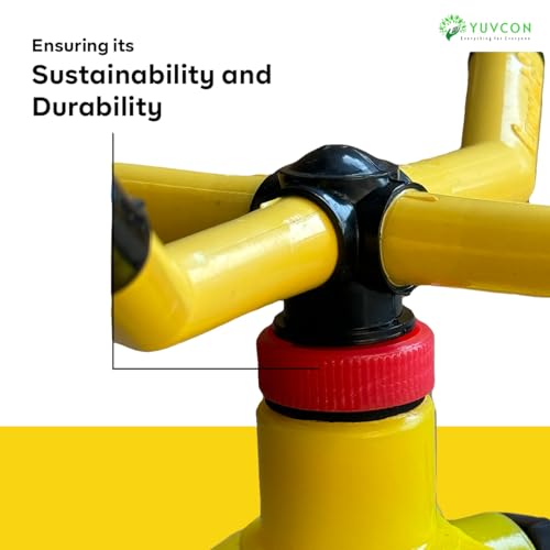 Image of YUVCON Sprinkler for Garden, 4 arm Sprinkler with 360 Degree Rotation, Dispenses The Water evenly, fits 1 /2 inch, 3 /4 inch & 1 inch inch Pipe, Water Sprinkler