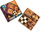 Fun Games for Adults 3D Wooden Puzzle Brain Teasers and Educational Games in Set of 9 Wooden Puzzles to Challenging Puzzles for Adults and Brain Games for Kids Suit for Living Room (4 Puzzle Set)