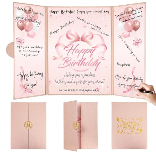 Image of Bow Birthday Decorations for Girls Women Rose Gold Happy Birthday Guest Book to Sign Coquette Birthday Alternative Signature Guestbook Gifts Keepsake Pink Bow Heart Memory Book Card Board Party