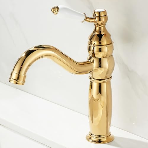 Mitigeur de lavabo rétro en céramique pour salle de bain d'antan
