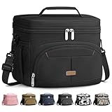 Pritent Lunch Box for Man Women, Insulated Lunch Bag Cooler Bag Leakproof Lunchbox Lunch Tote Bags with Removable Strap for Work School Picnic Travel (Black/12L