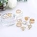 Nicute Gold Ring Set Rhinestone Finger Rings Vintage Knuckle Stackable Shiny Rings Accessories for Women (10PCS)