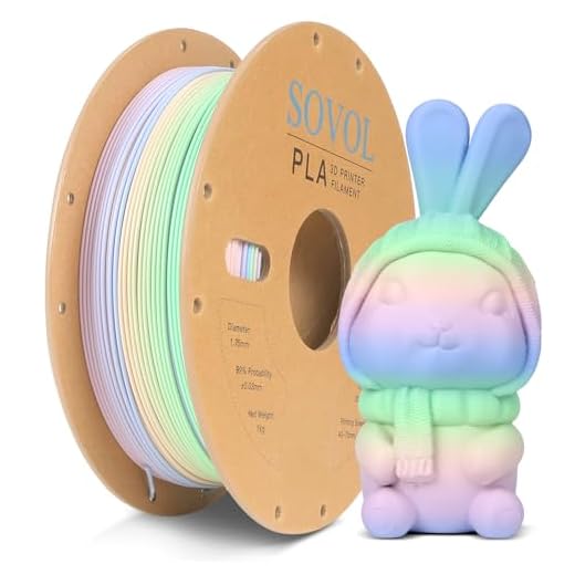 Sovol 3D Printer Matte Multicolored Fast Change Rainbow PLA 1kg (2.2 lbs) Spool 3D Printing Materials, Dimensional Accuracy +/- 0.03 mm, 1.75 mm, Matte Macaron Rainbow