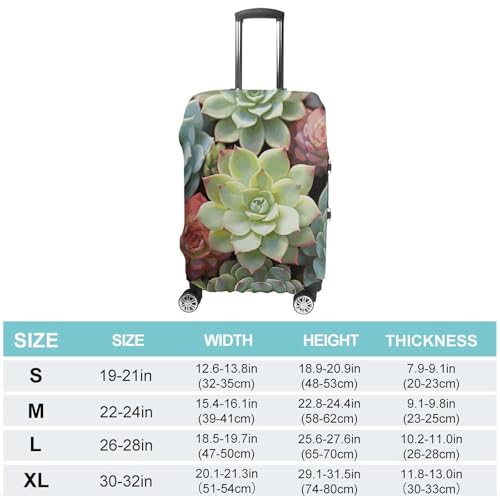 Green Succulents Luggage Cover, Washable Elastic Suitcase Cover Protector Fit 18-32 Inch Luggage2