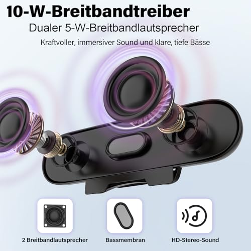 ZETIY PC Lautsprecher, USB Computer Lautsprecher mit USB-Einspeisung, Portable Mini Soundbar mit...