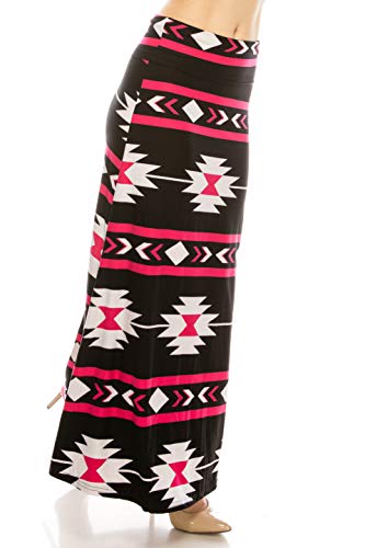 Eevee Women's Printed Foldover Waistband Fashionable Long Maxi Skirt Dress2