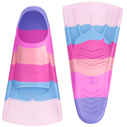 QcoQce Kids Silicone Short Swim Fins for Diving