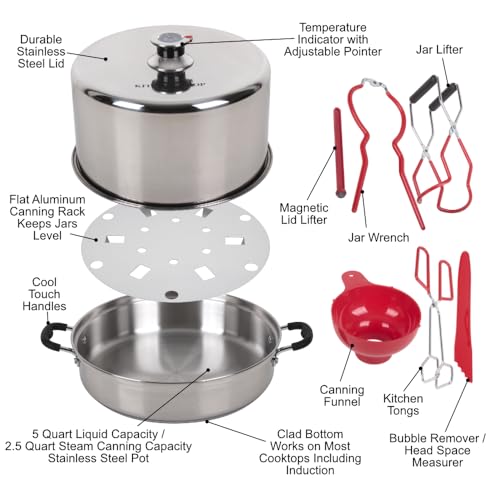 Kitchen Crop Steam Canner with Temperature Indicator (Stainless Steel Steam Canner + Tools)