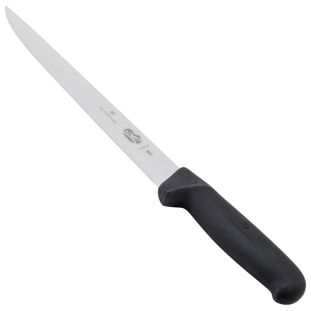Victorinox Cutlery 20,3 cm carving Knife, Stiff Blade, Black Fibrox Handle