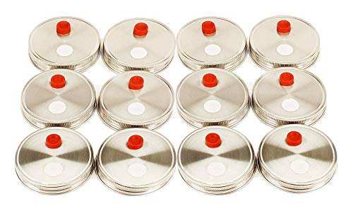 12 Pack Rust Proof 304 Stainless Steel Grain Spawn Wide Mouth Jar Lids for Mushroom Cultivation