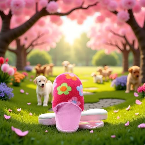 Juguete mordible en forma de pantufla rosa para perros miniatura 4