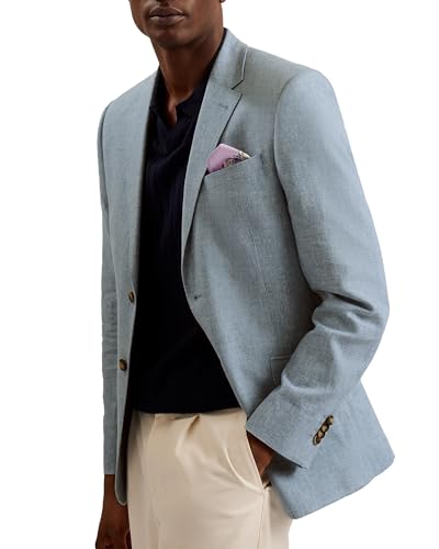 Blazer slim en coton et lin bleu clair taille M pour homme chic
