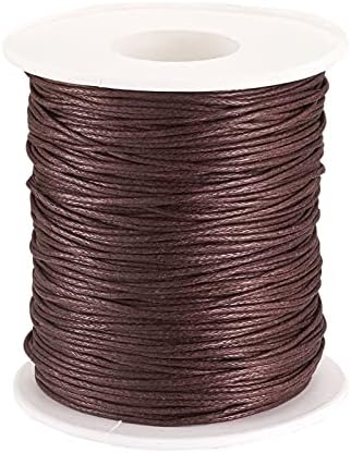 PandaHall 100 Yards/Roll Braided Cotton Cord 1mm Waxed Cotton Cord String for DIY Jewelry Making(Black)