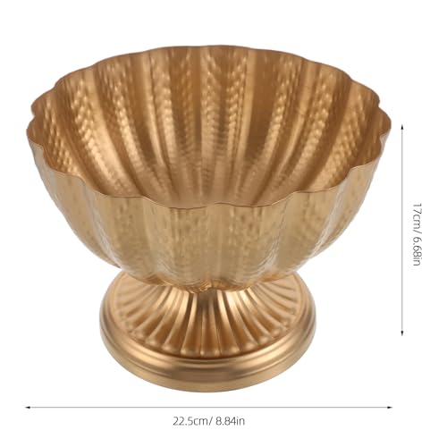 Pot de fleurs vintage métal doré HEMOTON grand format 23 cm haut de gamme