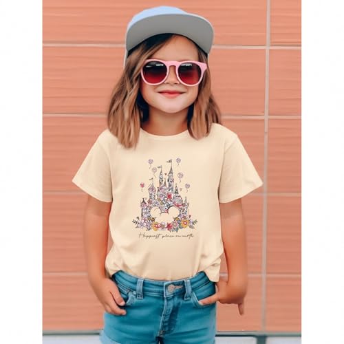 Toddler Girl Magic Kingdom Shirts Magical Castle Floral T-Shirt Happiest Place on Earth Tee Summer Vacation Trip Tops2
