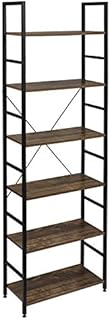 EUGAD Bookshelf Wooden Heavy Duty Standing Shelf Unit 6 Tiers Storage Rack File Rack Organizer Industrial Rack, Vintage