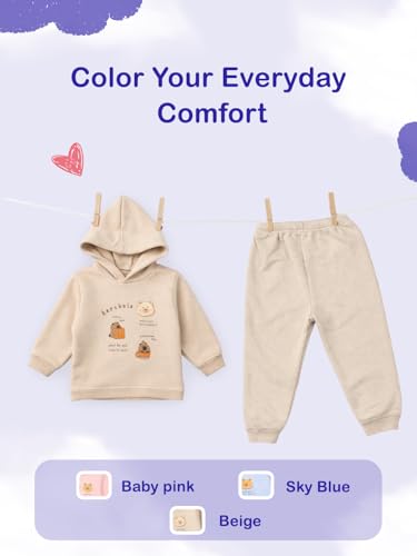 Image of Kidbea Premium Organic Cotton Unisex Baby Winterwear Co-ord Set | Soft, Warm & Classy Outfit for Boys & Girls | Warm & Cozy Fit for Infants kids