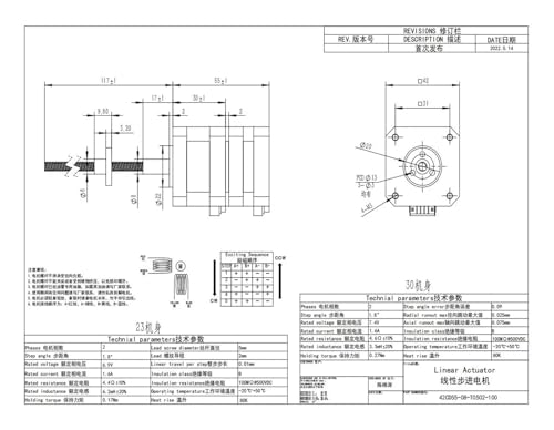 Moteur pas à pas NEMA17 avec vis sans fin T5 longueur 200mm pour instruments - 3