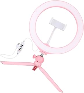 UKCOCO 1 Set pink ring light ring light phone clamp LED ring light table ring light pink tripod ring stand Makeup Fill Light Tripod Makeup Light mobile phone holder abs Christmas