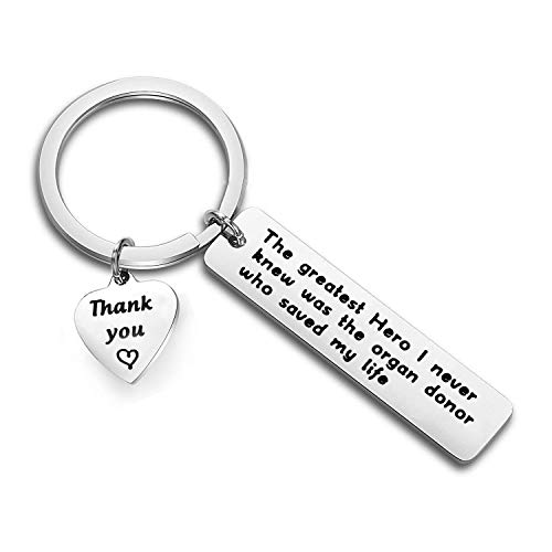 Zuo Bao Organ Donor Gift Organ Donation Awareness Kidney Donor Thank You Gift The Greatest Hero I Never Knew was The Organ Donor Who Saved My Life Keychain Donor Appreciation (The Greatest Hero)