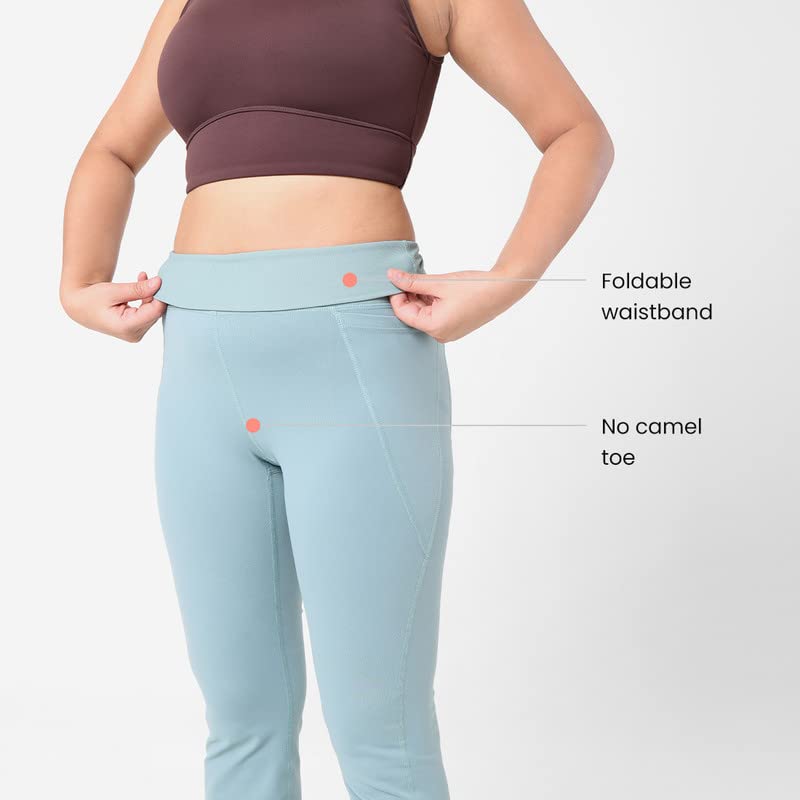 Image of BlissClub Ultimate Flare Pants for Women Upto 5'4 ft | Ribbed Waistband, 4 Pockets | High Waist Trousers and Formal Pants for Office wear