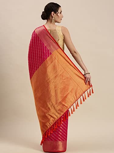 Image of Panzora Women's Banarasi Silk Woven Zari Work Saree With Unstitched Blouse Piece