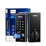 Philips Wi-Fi Smart Door Lock, Keyless Entry Door Lock with App Control,Fingerprint ID,Auto Lock,Keypad Deadbolt with Wi-Fi Bridge Adaptor,Smart Locks for Front Door-Matte Black