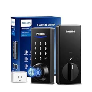 Philips Wi-Fi Smart Door Lock, Keyless Entry Door Lock with App Control,Fingerprint ID,Auto Lock,Keypad Deadbolt with Wi-Fi Bridge Adaptor,Smart Locks for Front Door-Matte Black